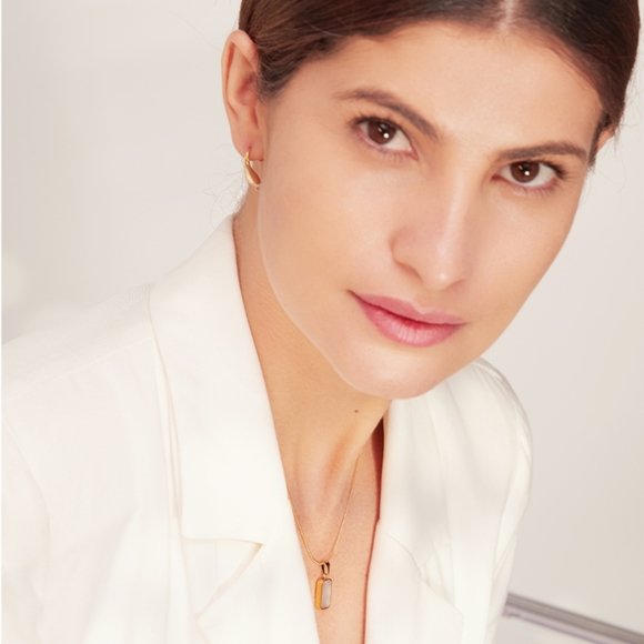 Trendy Stainless Steel Double-Sided Black White Enamel Pendant Neclace - Picture 3 of 6